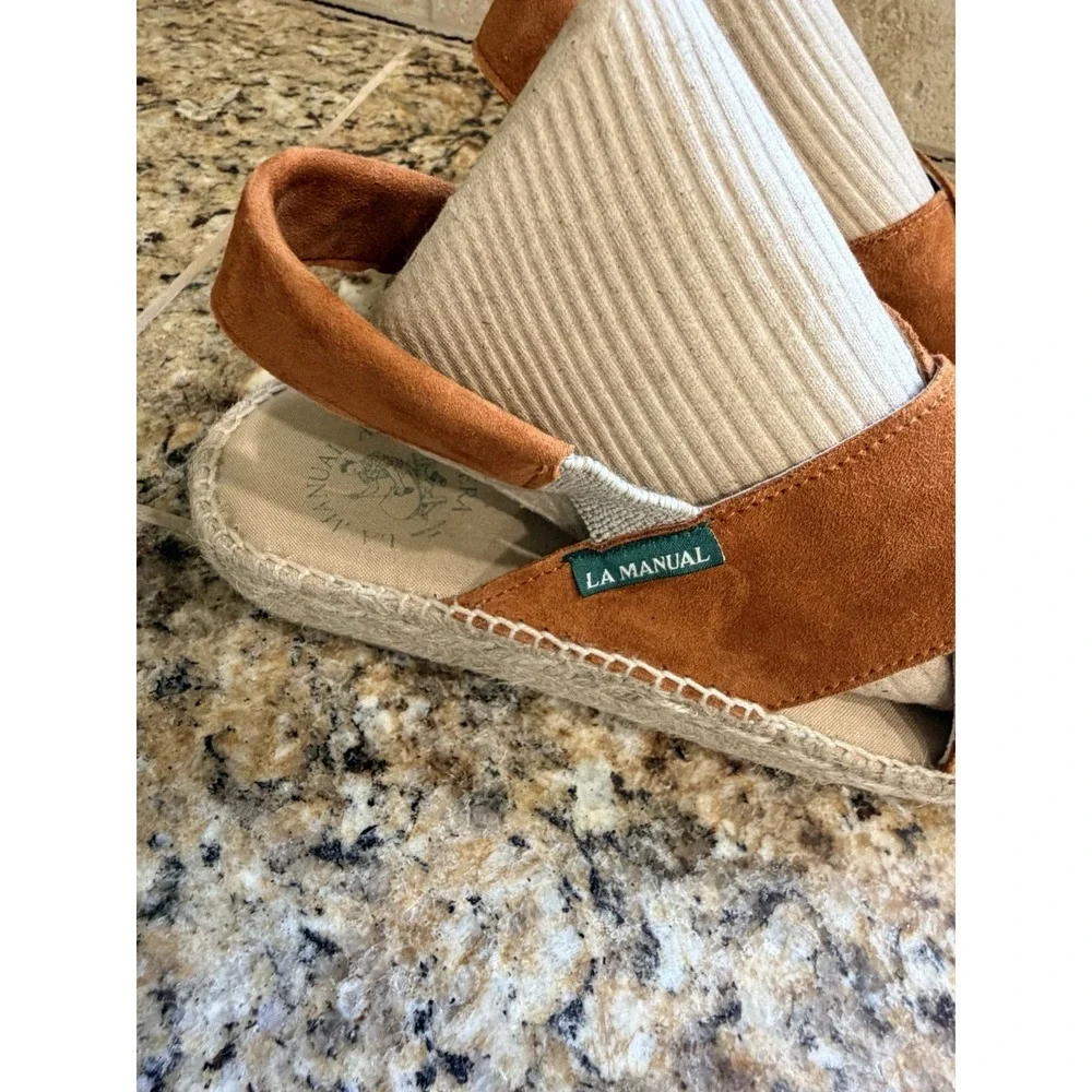 La Manual Marina Suede Leather Espadrille Sandals Comfort Shoes Spain 39 8.5-9